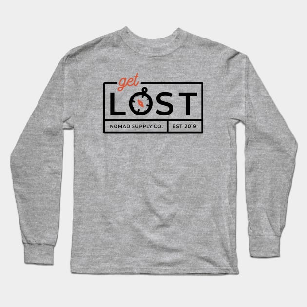 Get Lost Adventure Compass Badge Long Sleeve T-Shirt by CloudWalkerDesigns